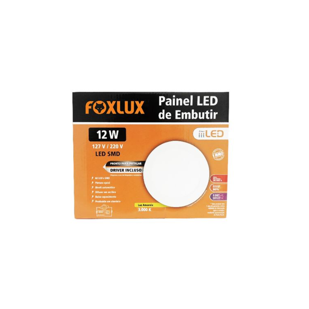 PAINEL LED EMB RED 12W 6500K FOXLUX