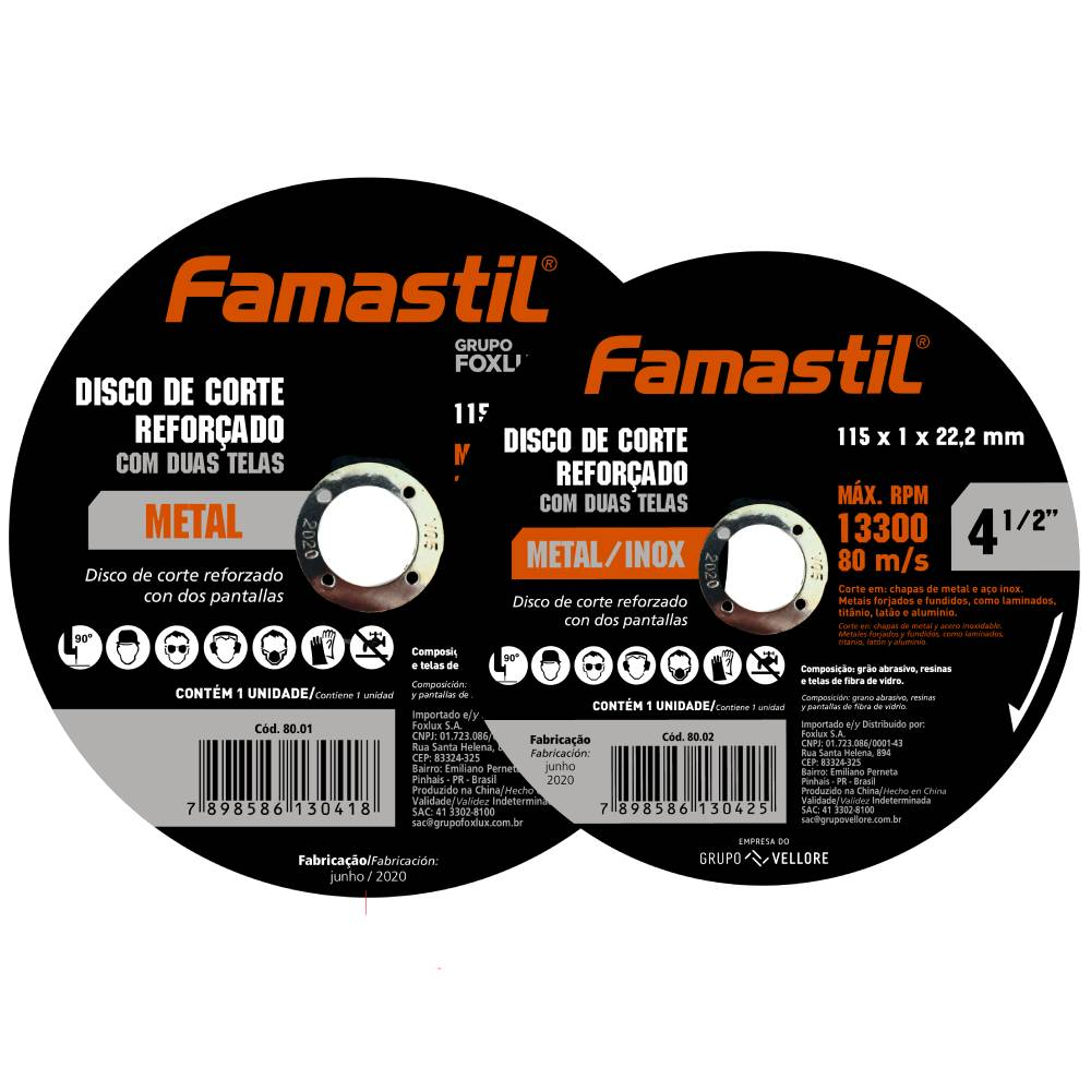 DISCO CORTE METAL 80.01 FOXLUX 4,5 115(4,5) X1X22,20