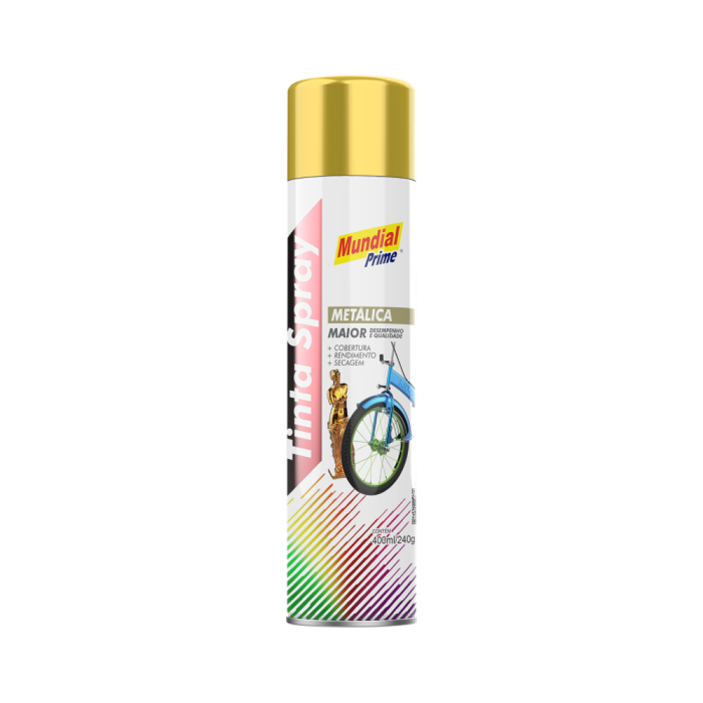 SPRAY MUNDIAL PRIME METALICA OURO 400ML