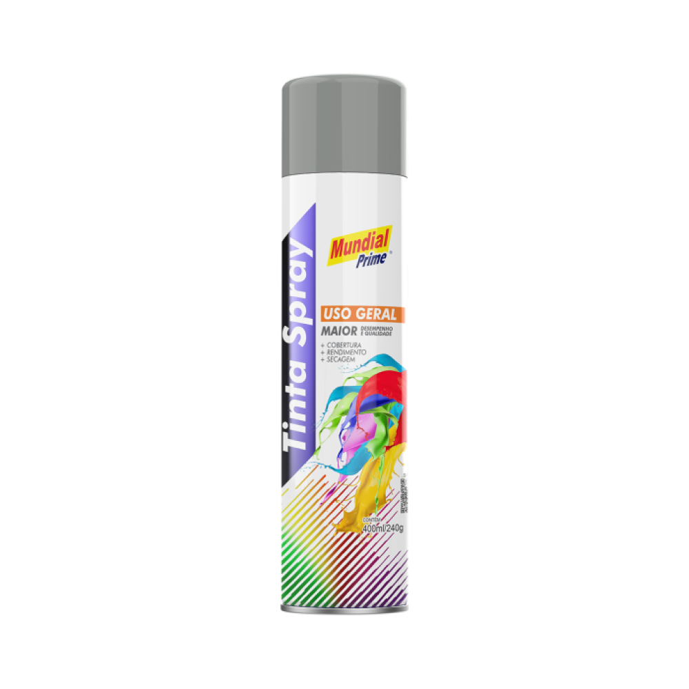 SPRAY MUNDIAL PRIME U. GERAL CINZA MEDIO 400ML