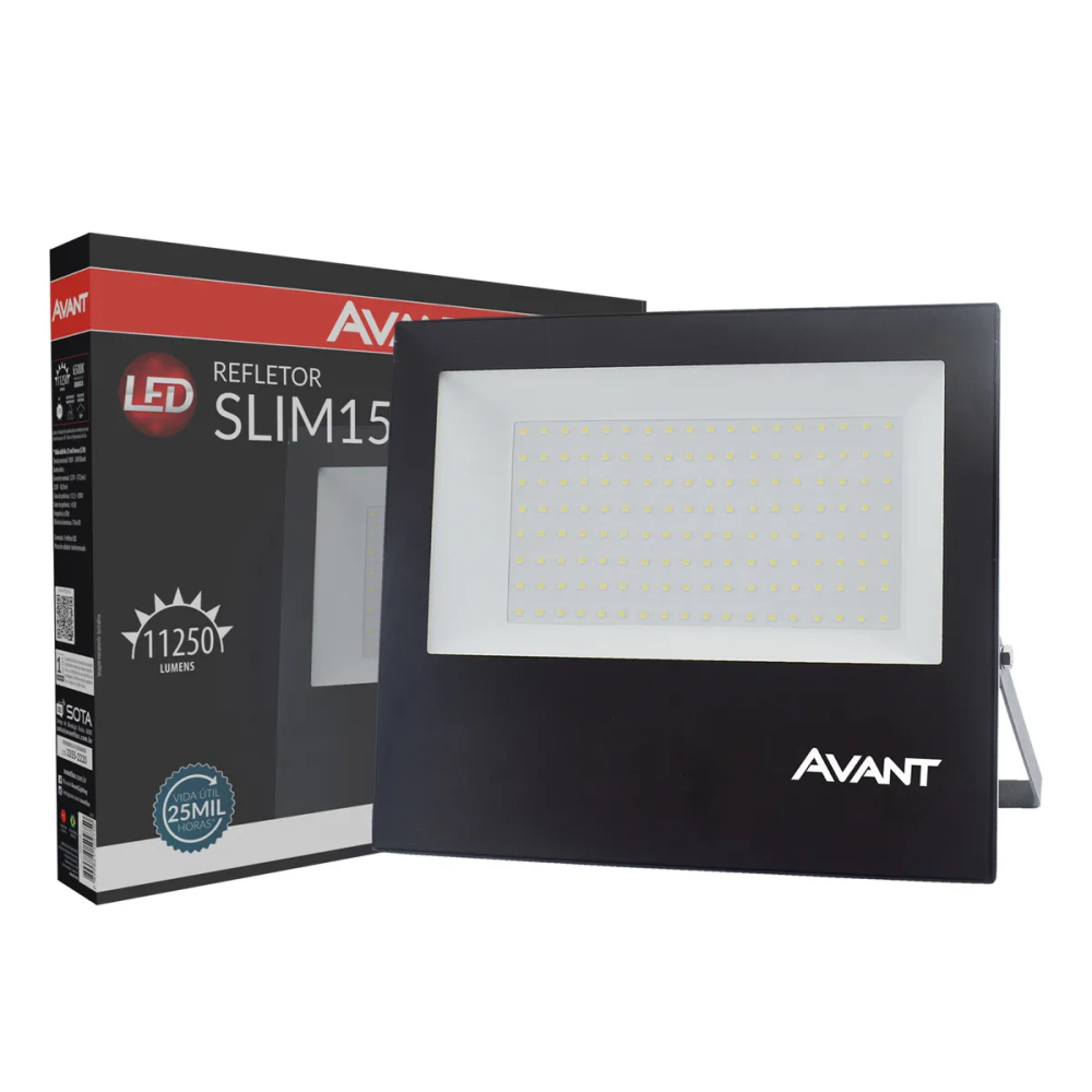 REFLETOR AVANT LED SLIM 150W PRETO 6500K