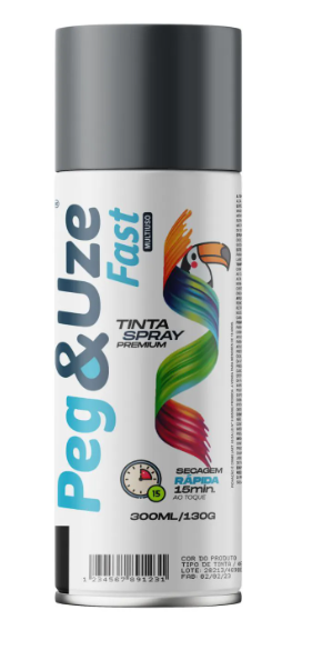 SPRAY PEG&UZE 300ML U-GERAL 6377 CINZA ESCURO